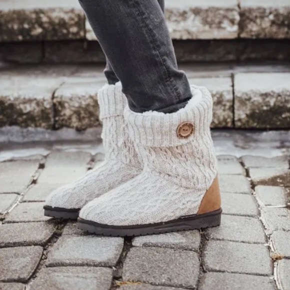 🔥Muk Luks | Women’s tan heather faux sherpa lined Essentials Knit Boots, size 9 - Picture 15 of 16